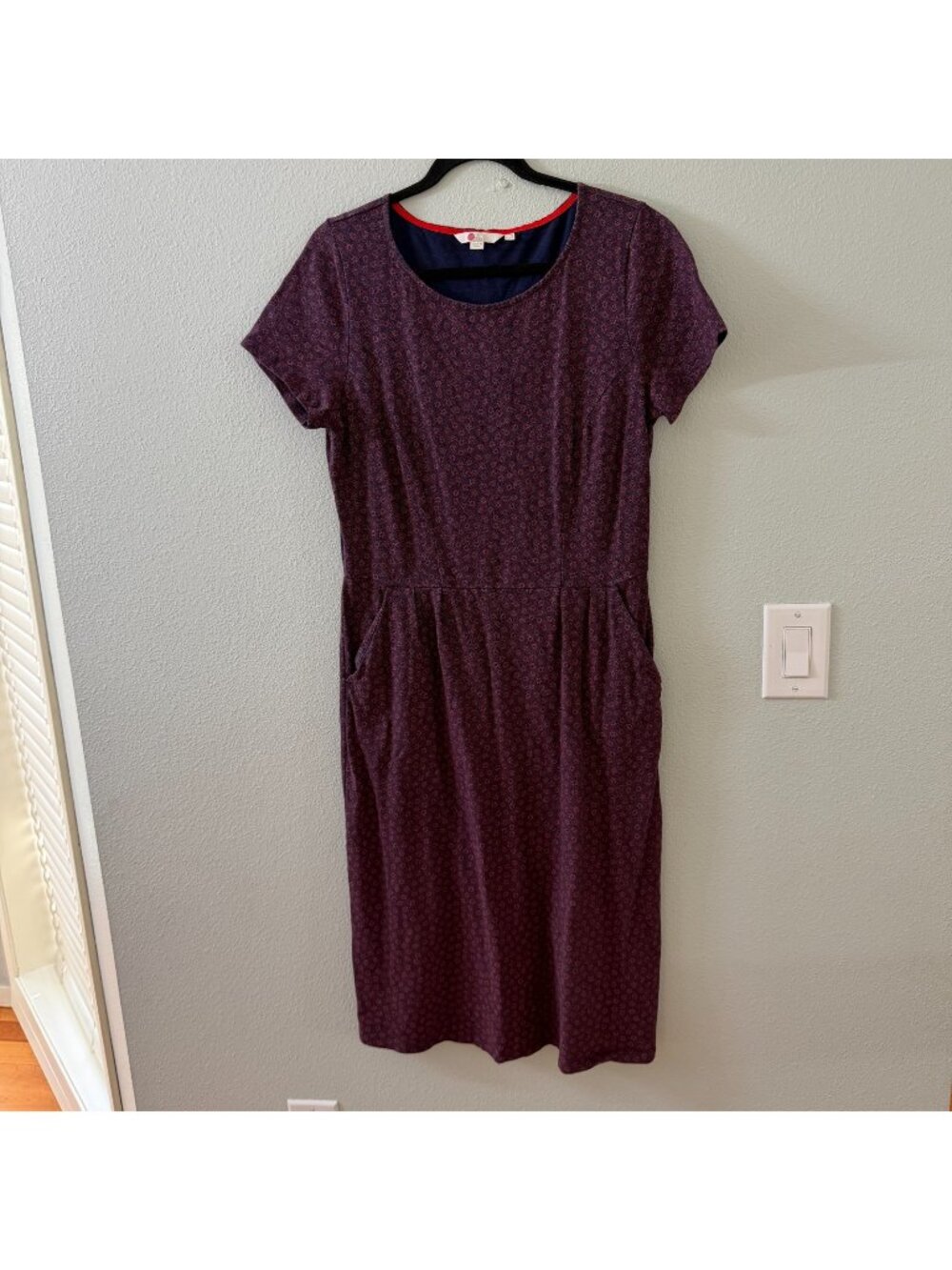 Boden Phoebe Jersey Dress Short Sleeve Womens 10 Long Tall Pockets Midi
